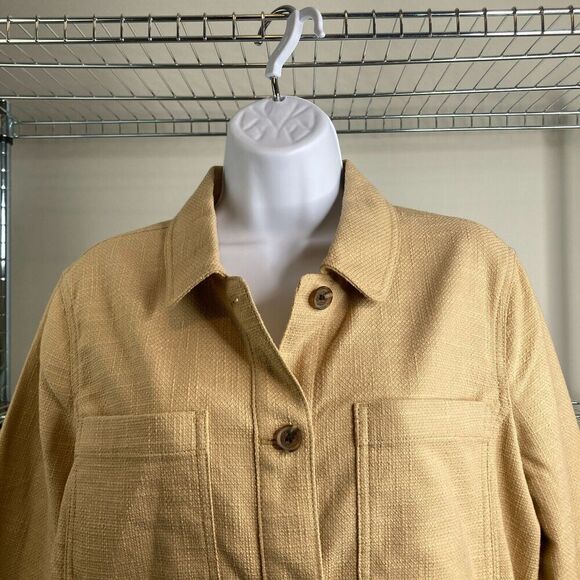 Talbots Women’s Textured Sand Castle Button Up Jacket Size M Oversized Lagenlook - Picture 3 of 13